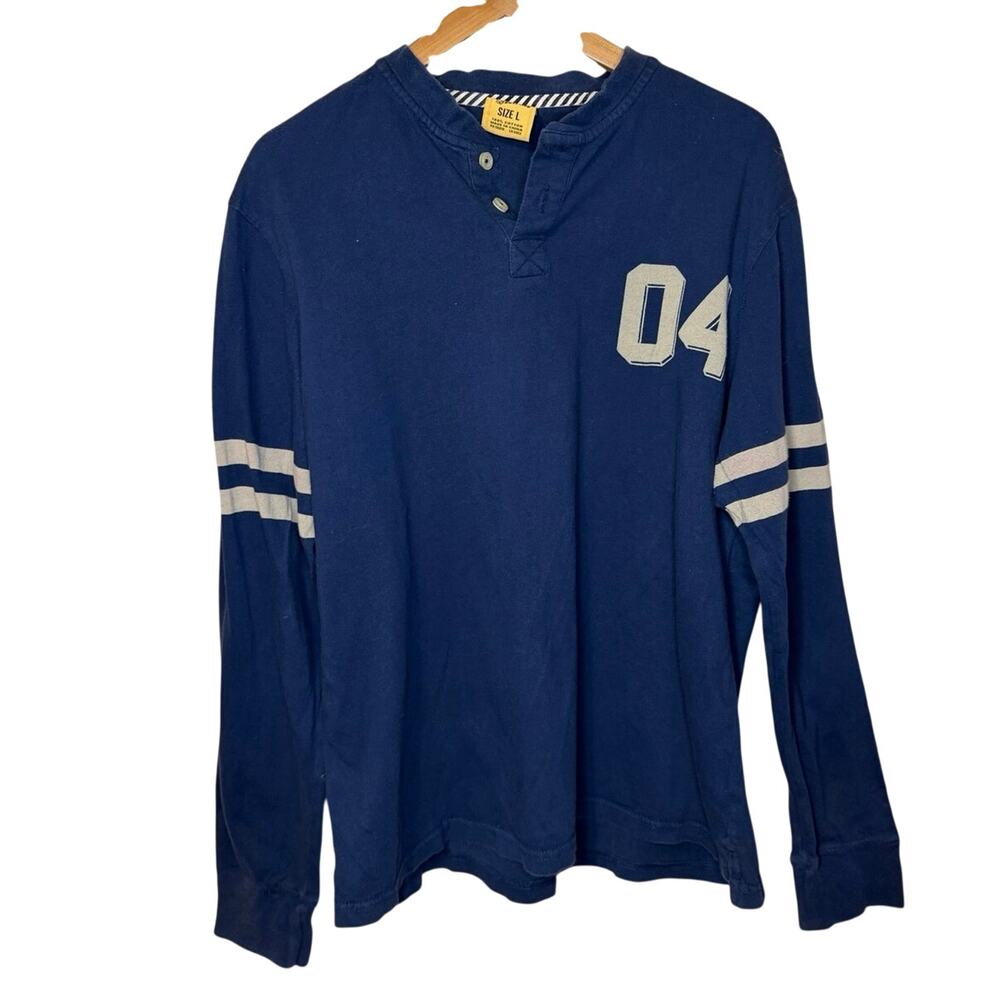 Billionaire Boy’s Club Navy Blue Long Sleeve Baseball 04 Henley Tee Size Large